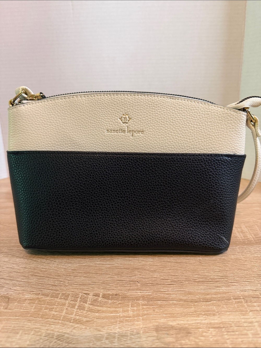Nanette Lepore Risley Dome Crossbody Bag Black & cream Colorblock Purse